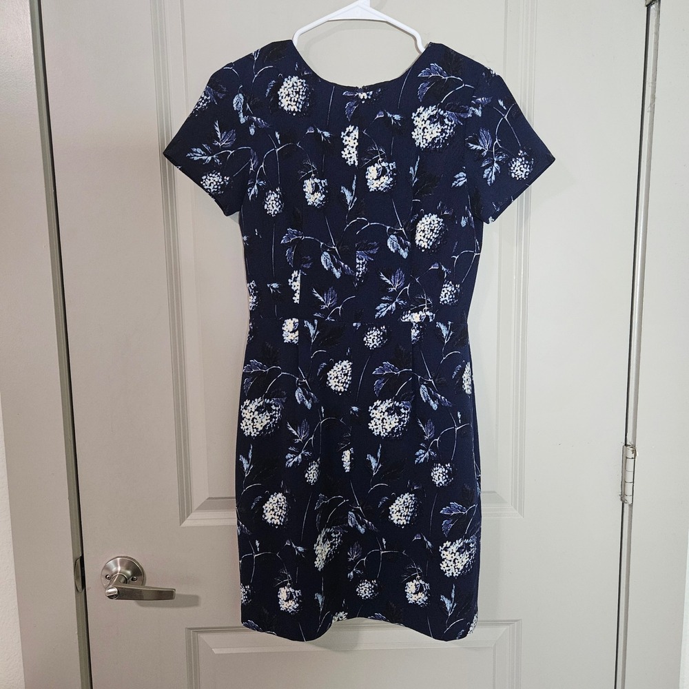 Club Monaco Navy Blue Floral Short Sleeve Sheath Mini Dress Size 0